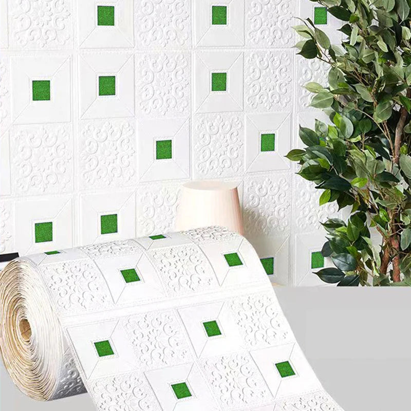 panneau décoratif mural auto adhésif motif floral blanc or moderne salon chambre