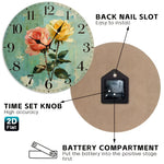horloge murale bois fleurs roses vintage aiguille circulaire 25cm étude déco maison