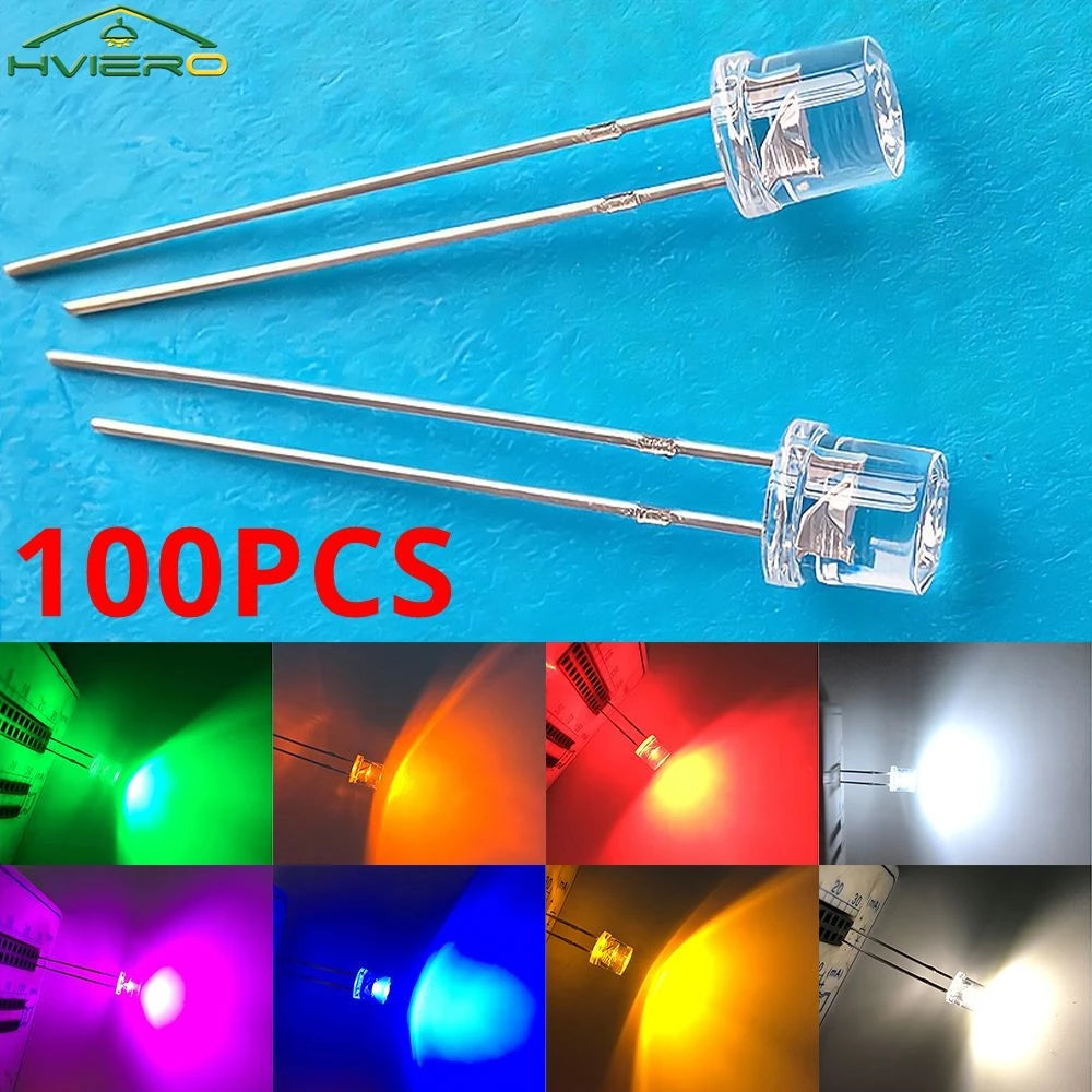 ampoules led diodes bleu rose orange blanc vert jaunes ultra lumineuses 5mm modernes