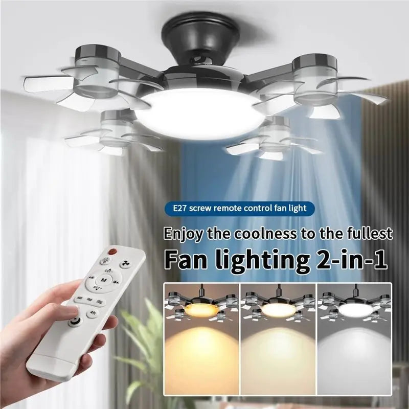 ventilateur lumiere led blanc noir moderne télécommande pales ab