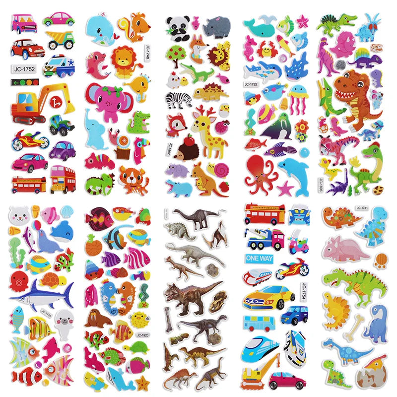sticker autocollant animal cartoon multicolore occasion fête anniversaire noël enfants adolescents