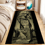 tapis halloween noir blanc visages souriants fantômes citrouilles motifs géométriques non glissant