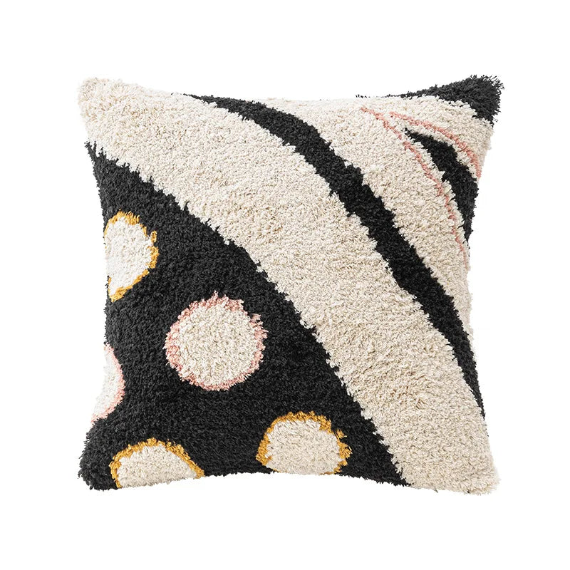 coussins décoratifs géométriques boho chic blanc marron noir roseclair polyester non toxique respectueuxenvironnement 45x45cm