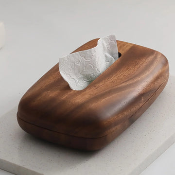 boîte mouchoirs bois marron grain naturel classique salon salle bain minimaliste couvercle amovible