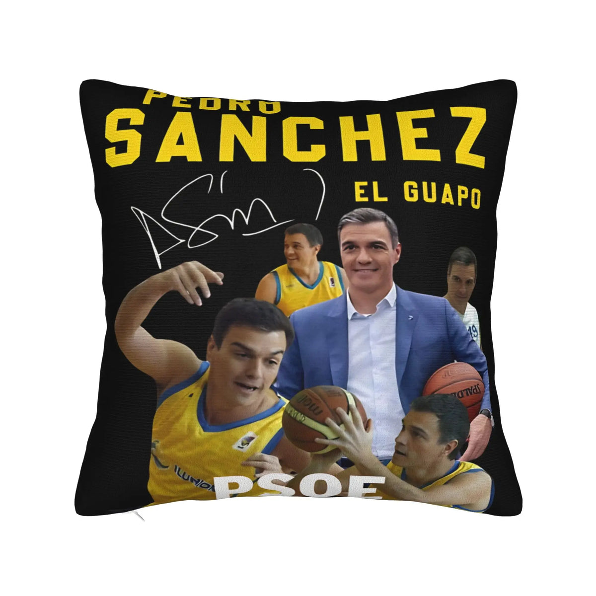 taies d'oreiller motif basket noir zip invisible moderne lit polyester coton pedro sanchez psoe