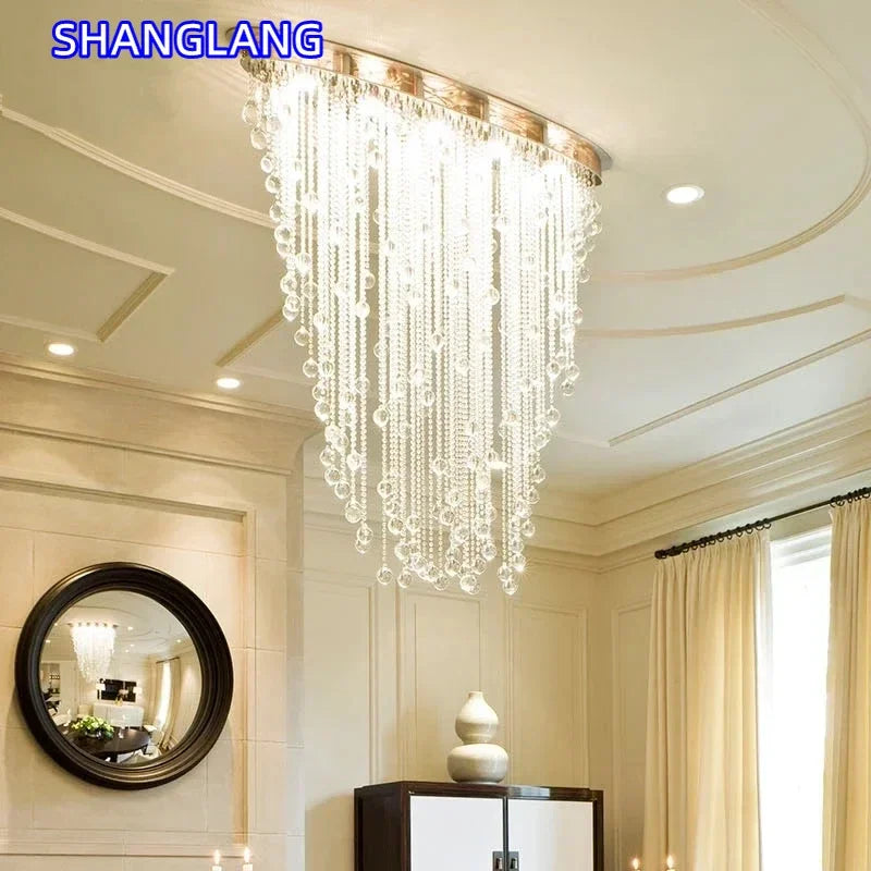 lustre led moderne suspension cristal transparentes dorées salle manger salon