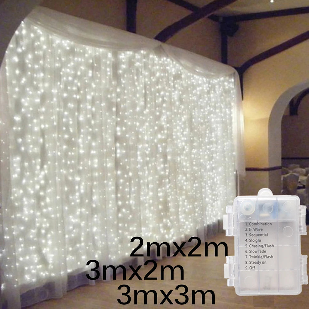 rideau lumineux led blanc moderne clips boite controle cables noel vacances chambre patio