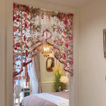 Rideau floral transparent brodé tulle papillons décoration romantique bohème maison