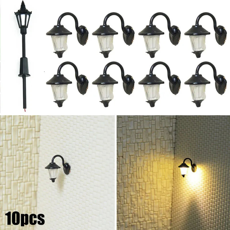 lampes rue noires classiques poteaux lumineux plastique ensemble 10 pièces