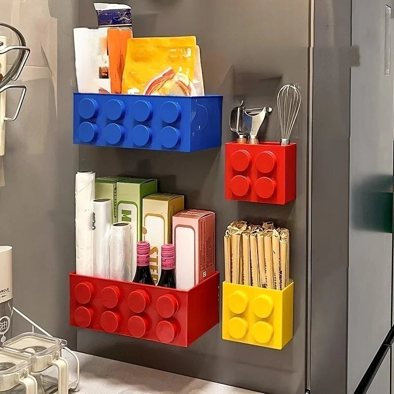 boîtes rangement magnétiques rouge bleu jaune blocs lego moderne fixations magnétiques almacenamiento organizador porta