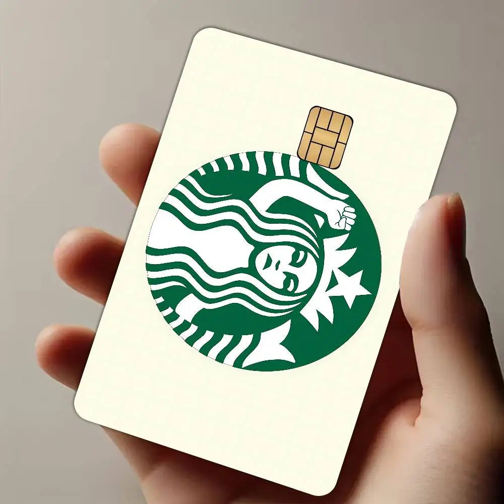 autocollant protection carte bancaire logo starbucks motif graphique moderne waterproof réutilisable