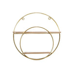 étagère murale or moderne anneaux circulaires métal accessoires décoratifs planchette bois