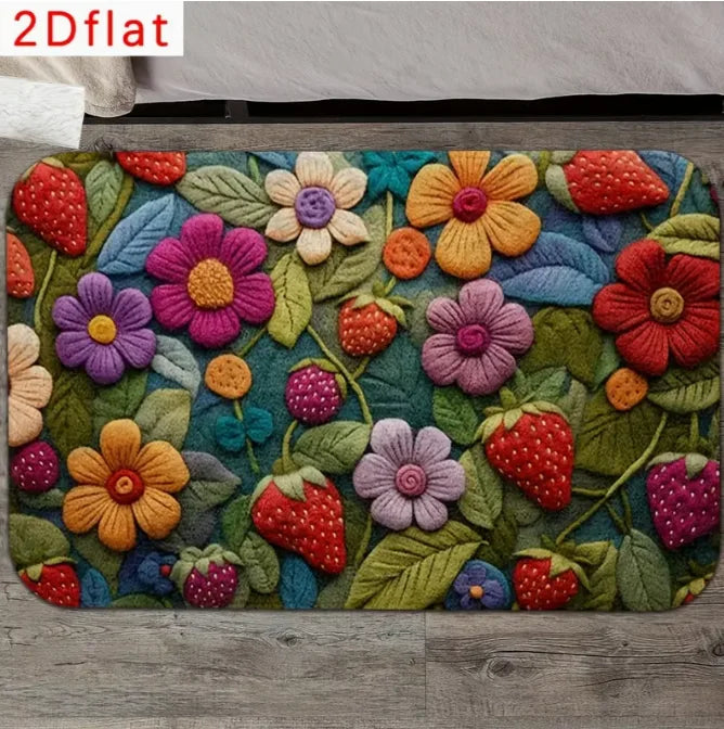 tapis sol multicolore fleurs abeilles pissenlits fraises moderne salon salle bainextérieur résistant décoloration
