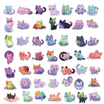 stickers dessin animé mignon galaxie étoiles pastel violet bleu rose orange vert noir adhésifs
