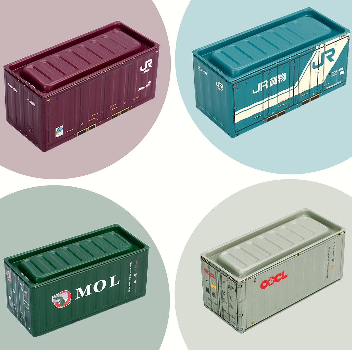 boîtes rangement métal rétro maritime jaune bleu rose vert noiriaux