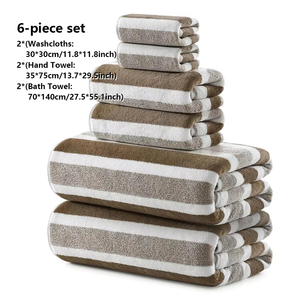serviettes bain douces polyester rayures horizontales bleu clair blanc gris moderne ensemble pièces