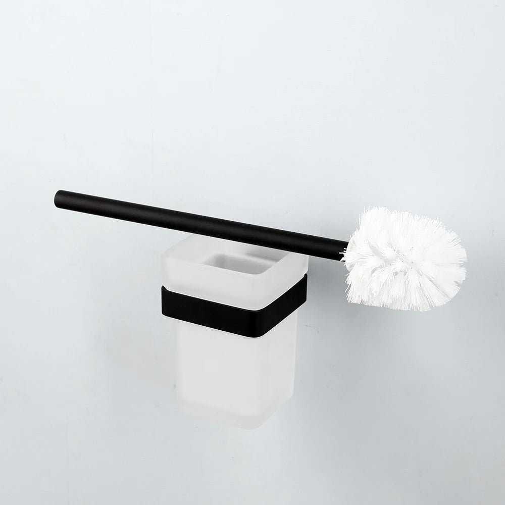 accessoires salle bain noir moderne ensemble porte serviettes papier toilette brosse dents móc cosmétiques
