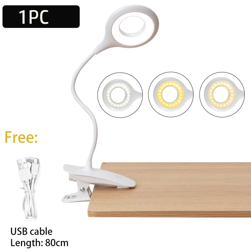 lampe led sans scintillement protection yeux éclairage table usb clip flexible moderne tactile