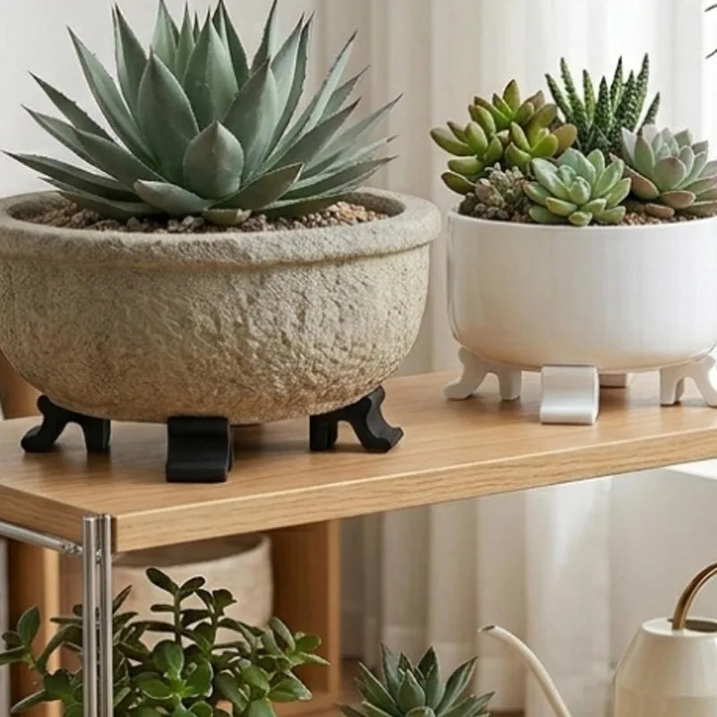 supports pots fleurs marron noir blanc clips drainage moderne minimalisteiaux