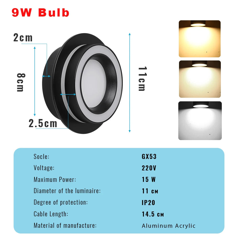 Spot encastrable LED noir blanc moderne clips rond 220V 249 2000 lumens