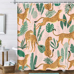 rideau douche polyester géométrique léopard feuilles tropicales moderne rose clair vert chambre enfant decoration