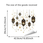 décoration ramadan stickers muraux lanternes colorées lune étoiles dorées floral violet vert rose artisanal