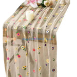 nappe décorative fleurs brodées blanc floral table manger transparent coton polyester machine