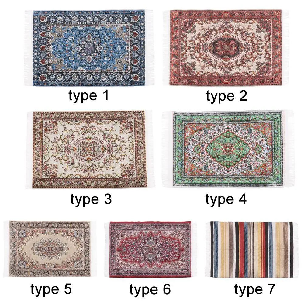 tapis turc traditionnel motifs floraux géométriques bleu rouge blanc nature