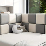 coussin mural blanc gris rose clair texture cuir motifs géométriques moderne auto adhésif velcro