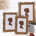cadres photo vintage or floral strass portraits silhouettes papier texturé semi transparent ornement baroque