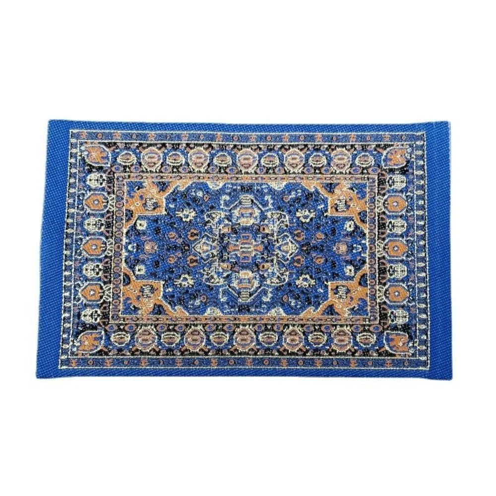 tapis ornements floraux géométriques classique rouge bleu rose beige vert adhésif poupées accessoire