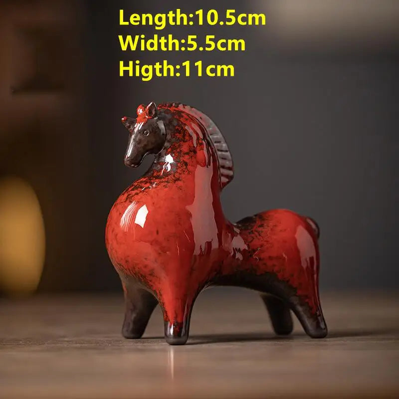 décoration céramique chevaux figurines couleur vert rouge gris minimaliste asiatique nouveau classique post moderne