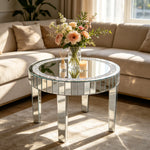 table d'appoint ronde argentée strass moderne élégante pieds simples transparente minimaliste