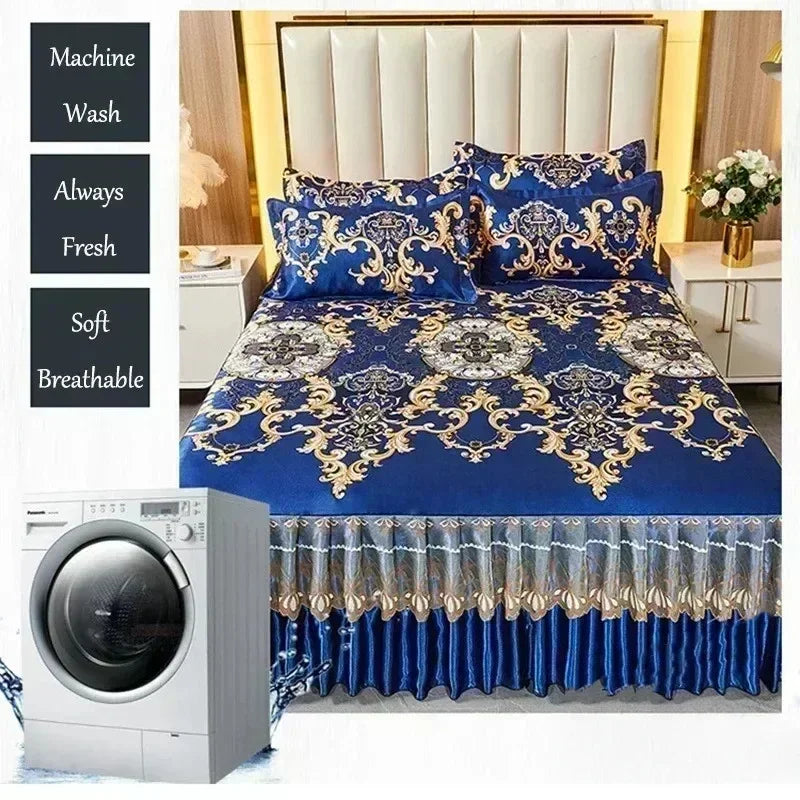 Couvre-lit bleu royal dans une chambre décorée avec style moderne