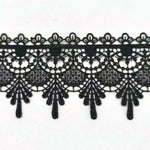 dentelle florale ornements géométriques noir broderie fine 65mm polyester mariage décoration tissu