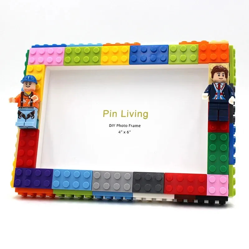 cadre photo diy briques lego ludique coloré enfantin rouge jaune bleu vert violet orange