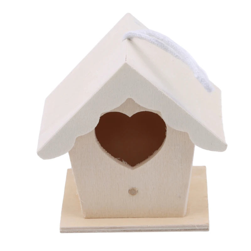 nichoirs oiseaux bois naturel rustique cordelette blanche décoration extérieure jardin suspension simple thermomodeclient
