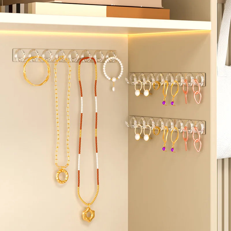 présentoir mural transparent bijoux accessoires cheveux crochets moderne minimaliste adhésif