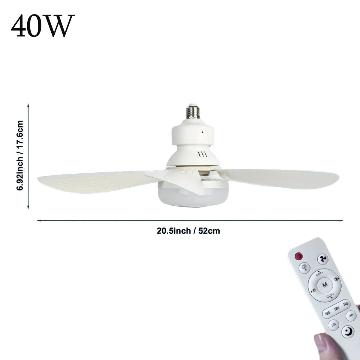 ventilateur lampe led télécommande blanc moderne minimaliste 24w 30w 40w 80w e27