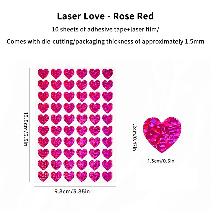 sticker forme cœur glitter rouge doré argenté adhésif décoration agenda st valentin festif brilanten