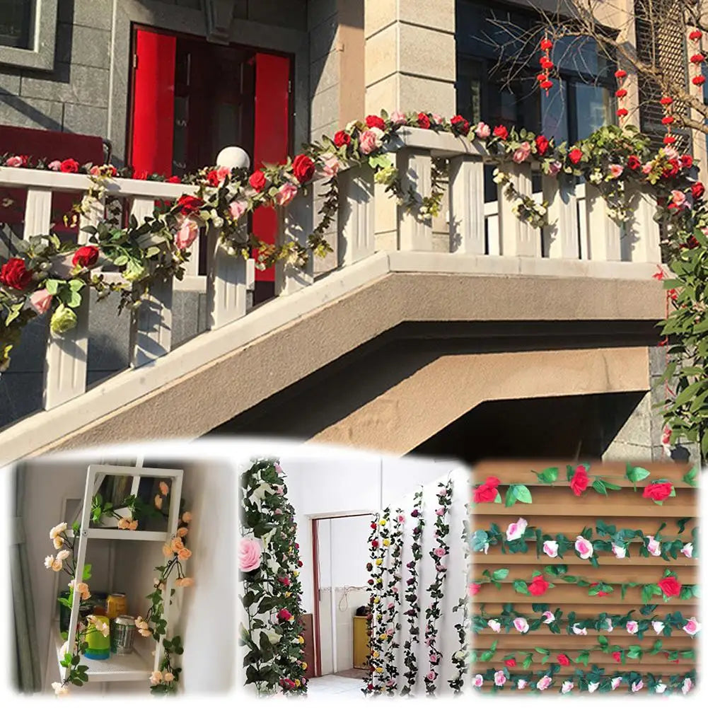 guirlande fleurs artificielles roses mixtes couleurs decoration intérieure romantique maison événements