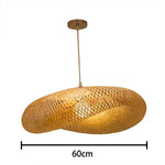 Suspension lumineuse tressée bambou naturel moderne câble doré salon chambre