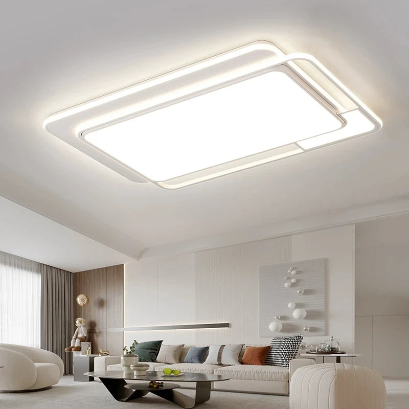 plafonnier led blanc contemporain moderne salon chambre opacité fixations invisible