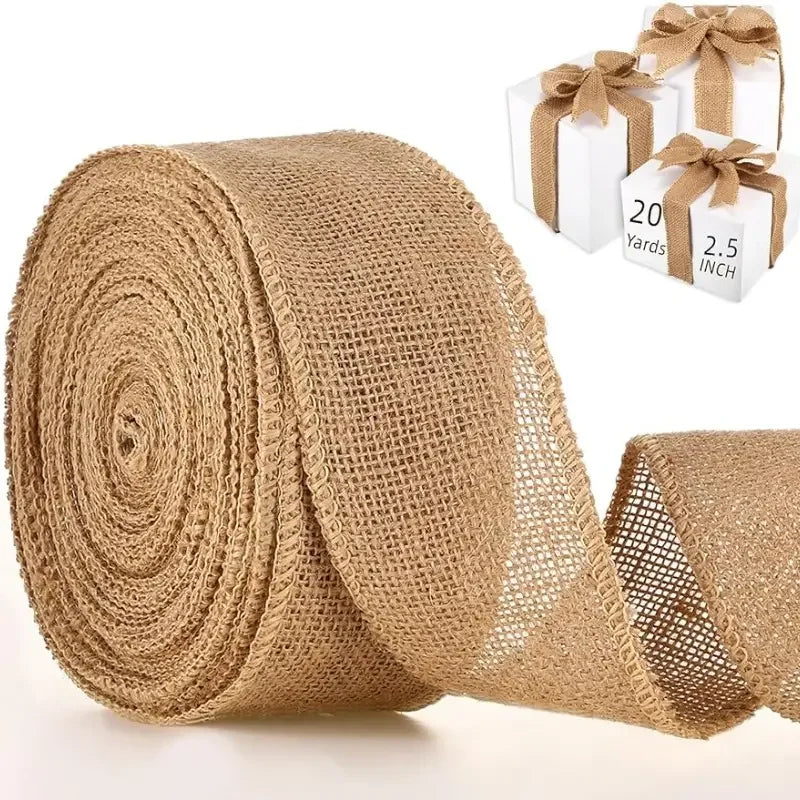 ruban jute naturel rustique 10m 15cm couleur beige marron rouge vert