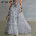 Jupe tulle multicolore bohème romantique volants blanc gris bleuclair bleufoncé
