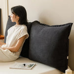 coussin dossier long velours côtelé rayé lit canapé moderne beige