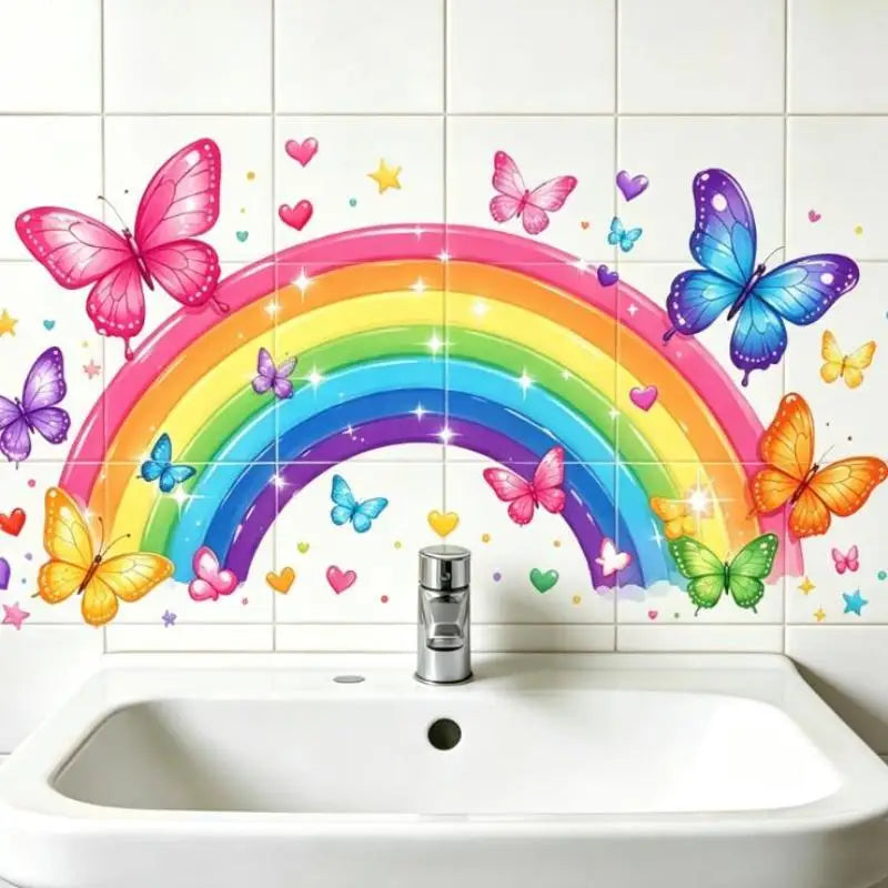 Autocollant mural PVC Floral Décoration Salle Bain Buanderie Install Easy Removable