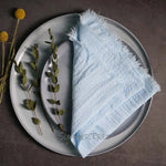 serviette table coton texture lin bords franges rustique décoration fête mariage maison
