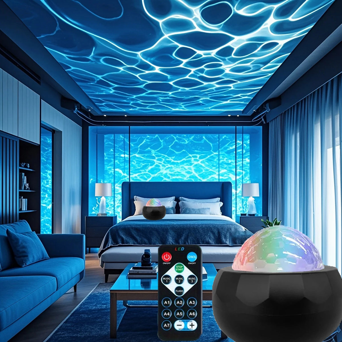 projecteur led effet eau ondulante motif galactique moderne nuit chambre enfant télécommande usb