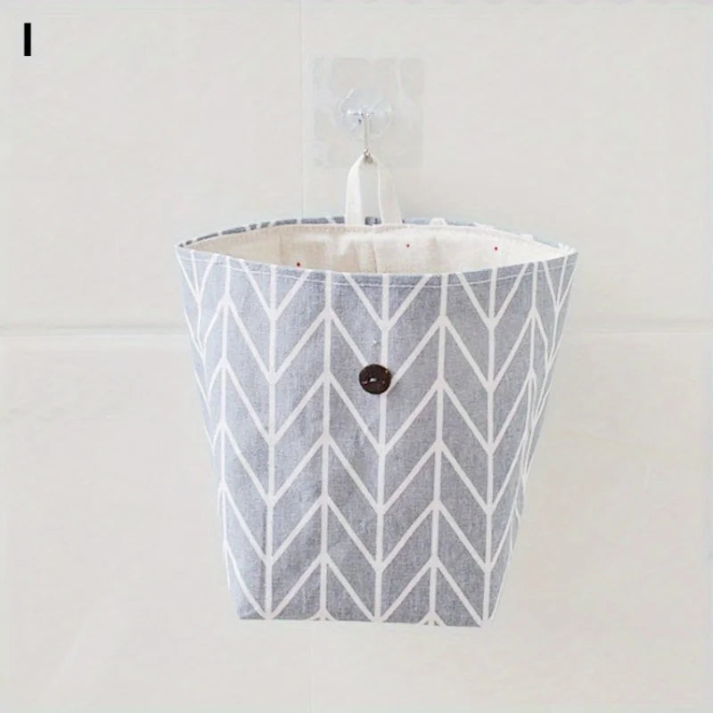 paniers rangement modernes motifs géométriques couleurs vives clips adhésifs boutons poignées organisateur maison